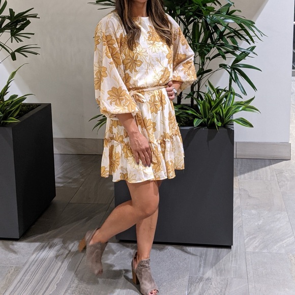 Flying Tomato Dresses & Skirts - Flying Tomato Golden Floral Long Sleeve Dress for Women